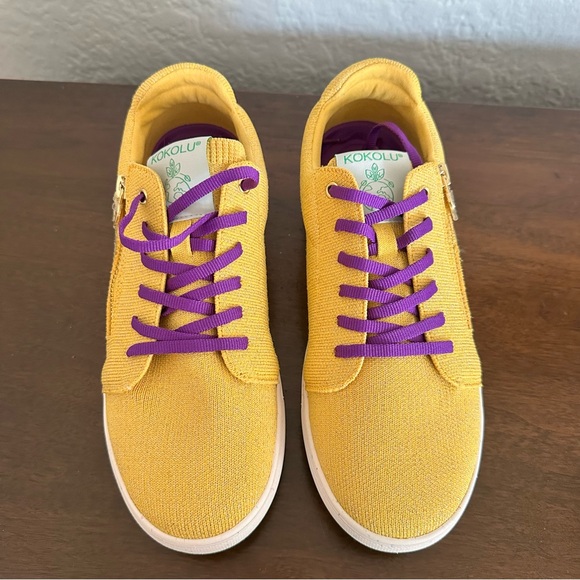 NWOT Womens Kokolu Comfort Knit Yellow Sneaker Size 10 - Picture 4 of 11